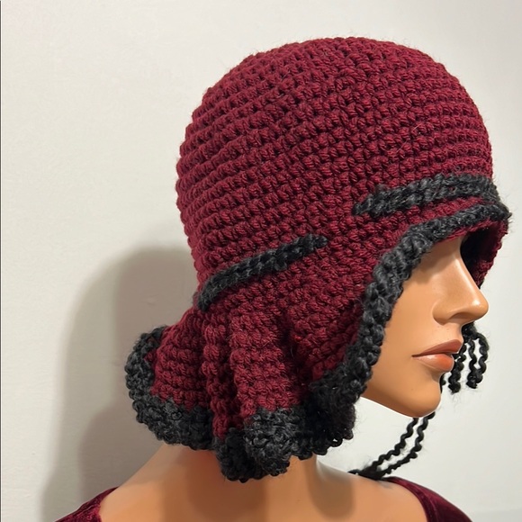 Stylish Burgundy and Gray Crochet Hat main image 13
